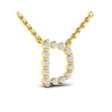 Diamond  Alphabet Pendant Necklace, D