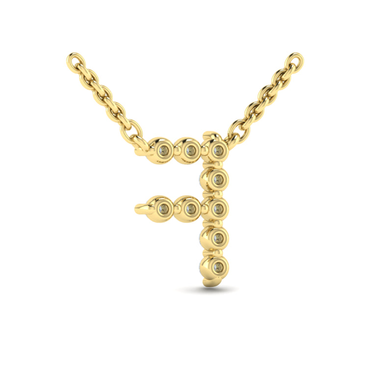 Diamond  Alphabet Pendant Necklace, F