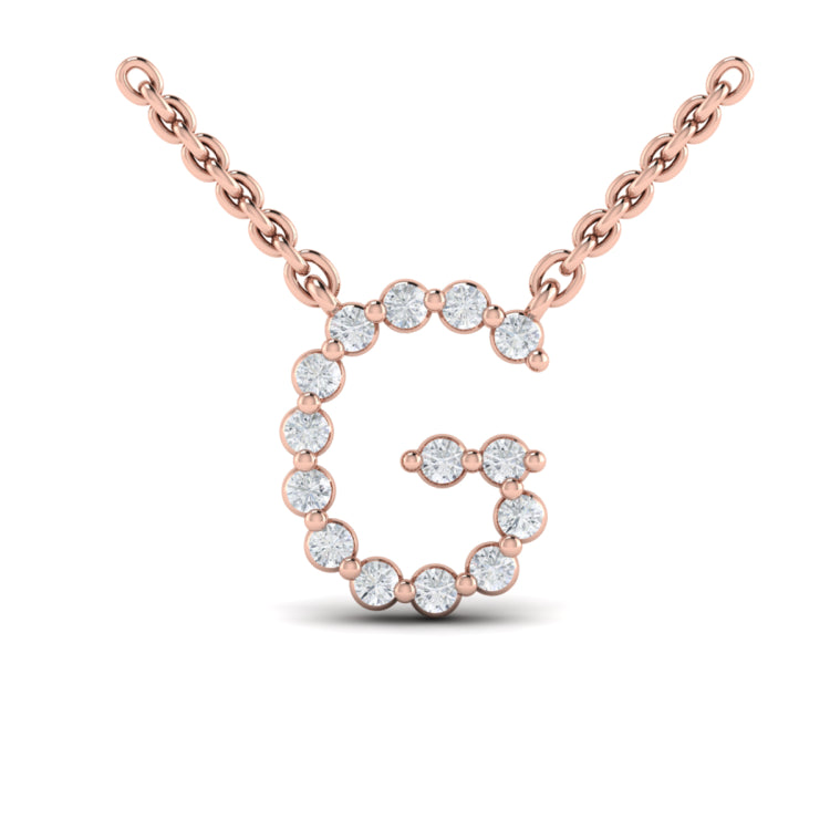 Diamond  Alphabet Pendant Necklace, G