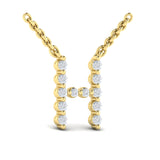 Diamond  Alphabet Pendant Necklace, H