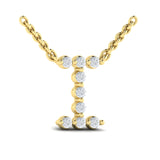 Diamond  Alphabet Pendant Necklace, I