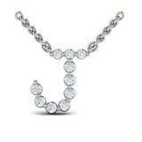 Diamond  Alphabet Pendant Necklace, J