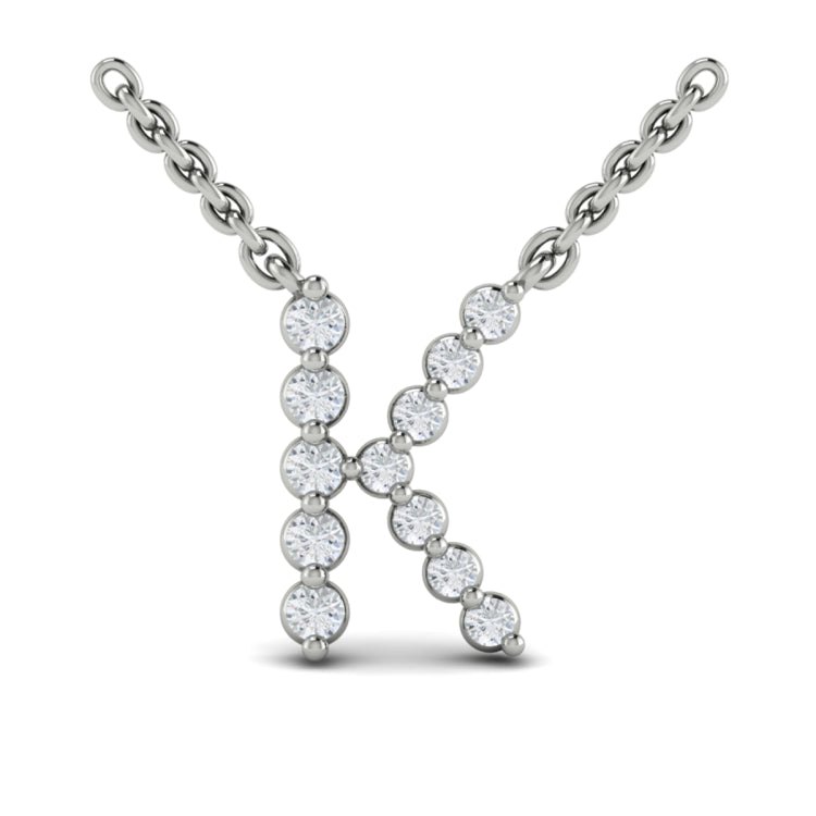 Diamond  Alphabet Pendant Necklace, K