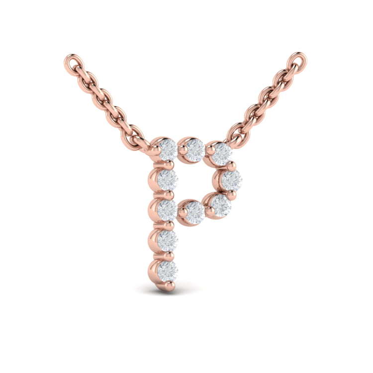 Diamond  Alphabet Pendant Necklace, P