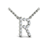 Diamond  Alphabet Pendant Necklace, R