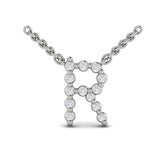 Diamond  Alphabet Pendant Necklace, R