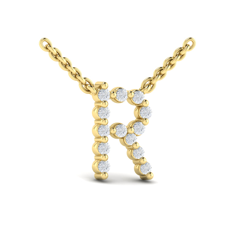 Diamond  Alphabet Pendant Necklace, R