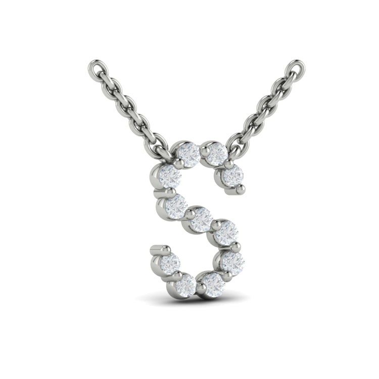 Diamond  Alphabet Pendant Necklace, S
