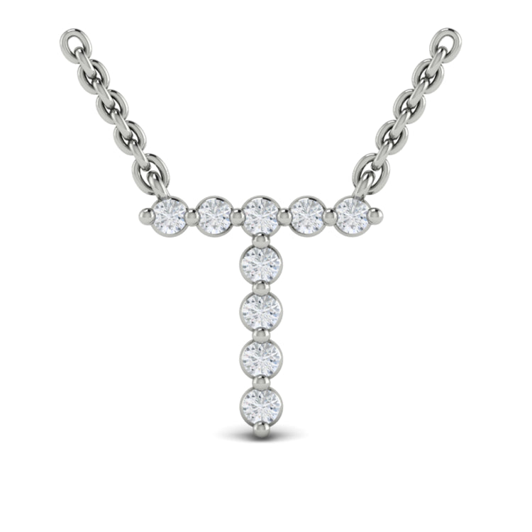 Diamond  Alphabet Pendant Necklace, T