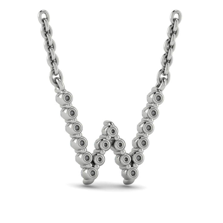 Diamond  Alphabet Pendant Necklace, W