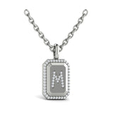 Diamond Medallion Alphabet Pendant Link Necklace, M