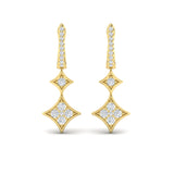 Diamond Double Vlora Star Drop Huggie Earrings