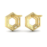 Diamond Baguette Double Row Open Honeycomb Stud Earrings