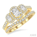 Oval Shape Past Present & Future Diamond Wedding Set