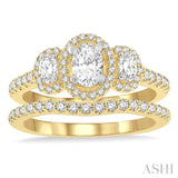 Oval Shape Past Present & Future Diamond Wedding Set