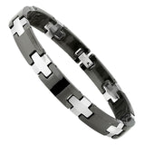 Men's Ceramic and Tungsten Carbide Link Bracelet 9 1/4